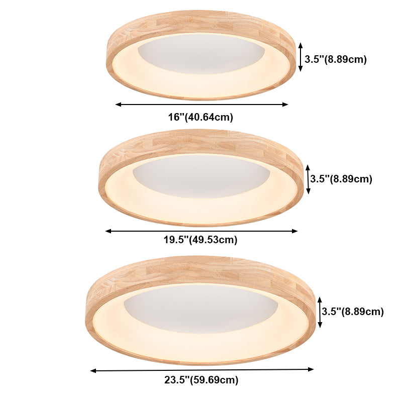 Plafonnier encastré de forme ronde en bois, éclairage encastré de style moderne à 1 lumière en marron