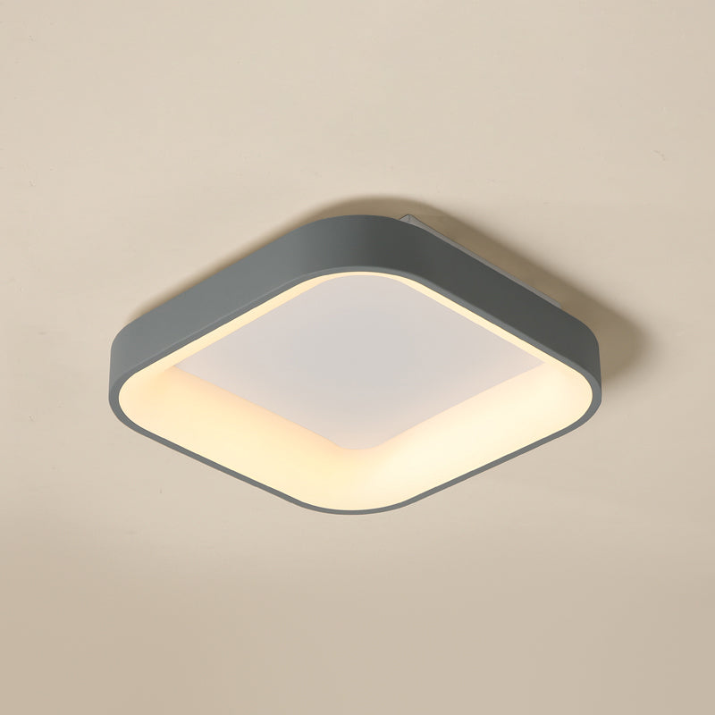 Metal Square Shape Flush Ceiling Light Modern Style 1 Light Flush Mount Lighting