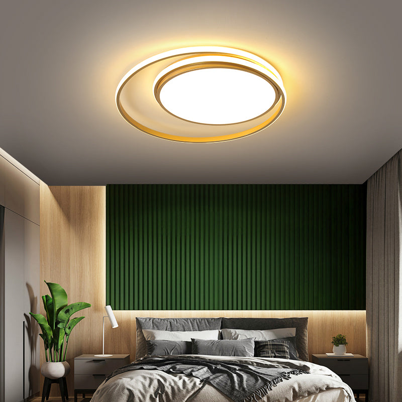 Metal Round Shape Flush Plafond Light Modern Style 2 Lights Flush Mount Éclairage