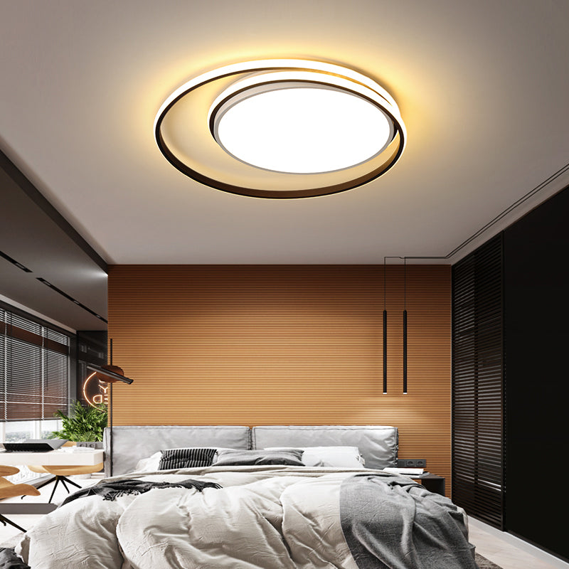 Metal Round Shape Flush Plafond Light Modern Style 2 Lights Flush Mount Éclairage