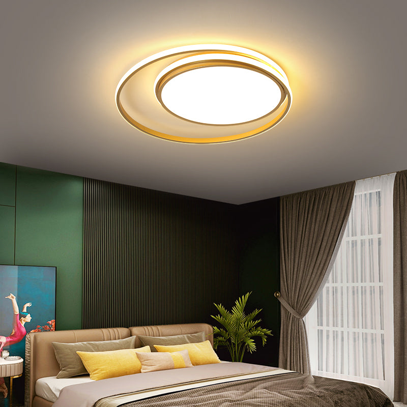 Metal Round Shape Flush Plafond Light Modern Style 2 Lights Flush Mount Éclairage