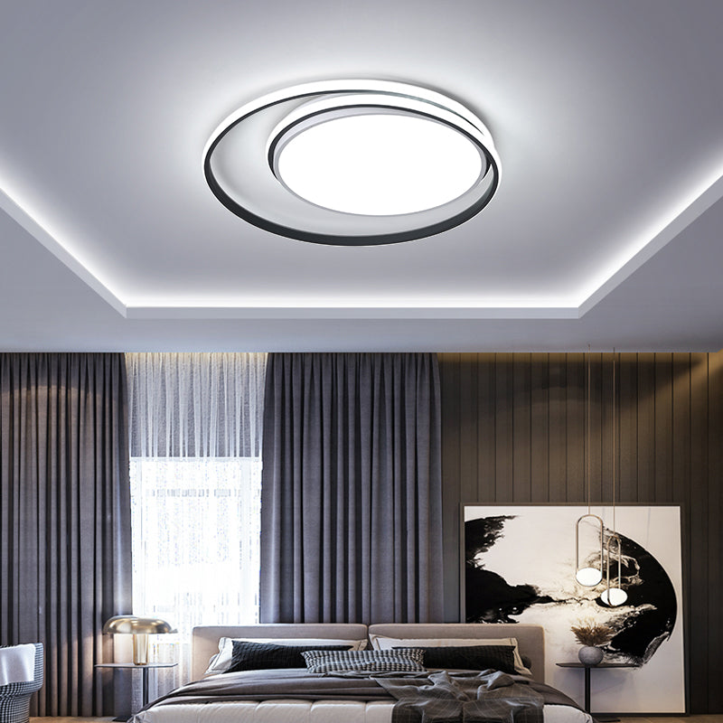 Metal Round Shape Flush Plafond Light Modern Style 2 Lights Flush Mount Éclairage