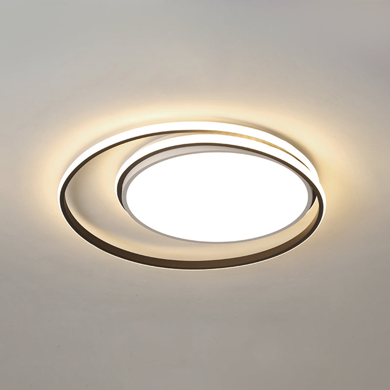 Metal Round Shape Flush Plafond Light Modern Style 2 Lights Flush Mount Éclairage