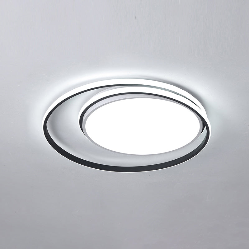 Metal Round Shape Flush Plafond Light Modern Style 2 Lights Flush Mount Éclairage