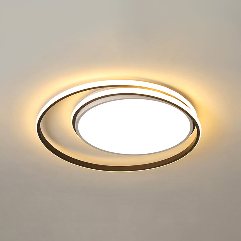 Metal Round Shape Flush Plafond Light Modern Style 2 Lights Flush Mount Éclairage