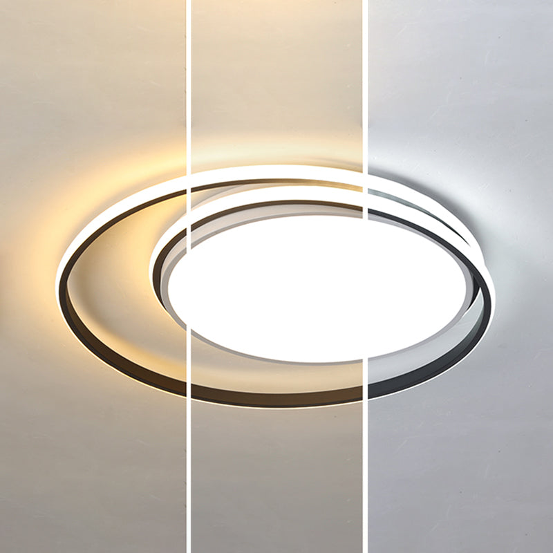 Metal Round Shape Flush Plafond Light Modern Style 2 Lights Flush Mount Éclairage