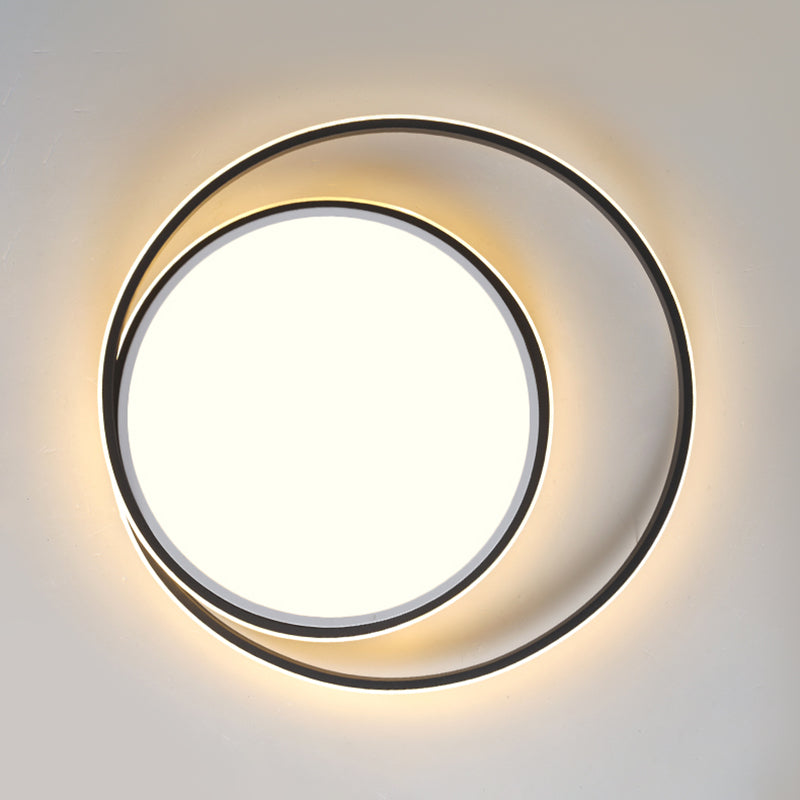 Metal Round Shape Flush Plafond Light Modern Style 2 Lights Flush Mount Éclairage