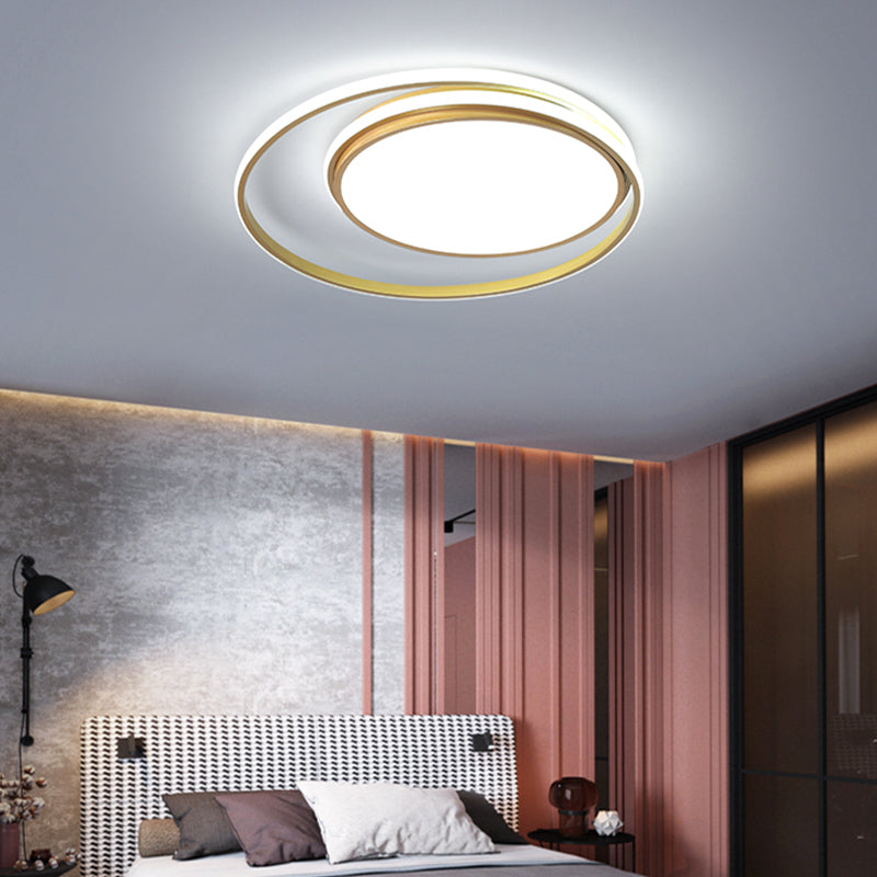 Metal Round Shape Flush Plafond Light Modern Style 2 Lights Flush Mount Éclairage