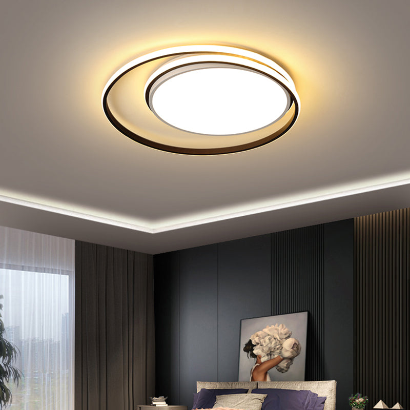 Metal Round Shape Flush Plafond Light Modern Style 2 Lights Flush Mount Éclairage