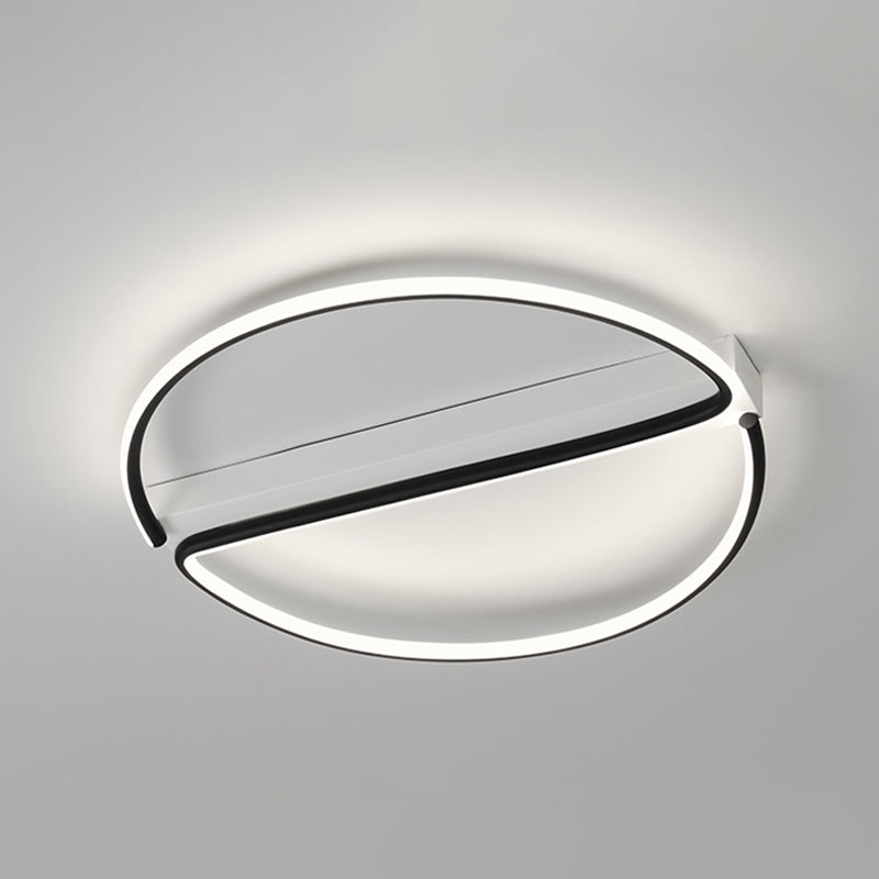 Round Shade Metal Flush Ceiling Light Modern Style 1 Light Flush Mount Fixture in Black