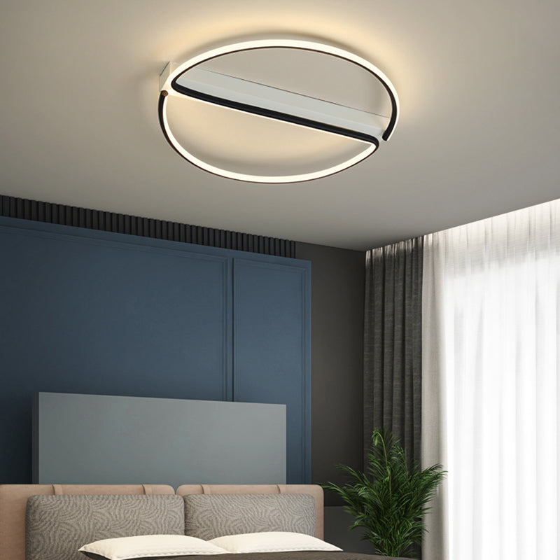 Round Shade Metal Flush Plafond Light Style moderne 1 Light Flush Flush Mount Fixture en noir