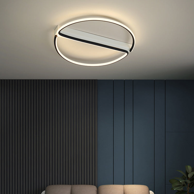 Round Shade Metal Flush Plafond Light Style moderne 1 Light Flush Flush Mount Fixture en noir