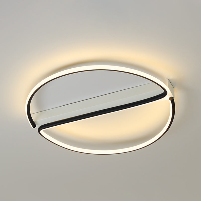 Round Shade Metal Flush Ceiling Light Modern Style 1 Light Flush Mount Fixture in Black