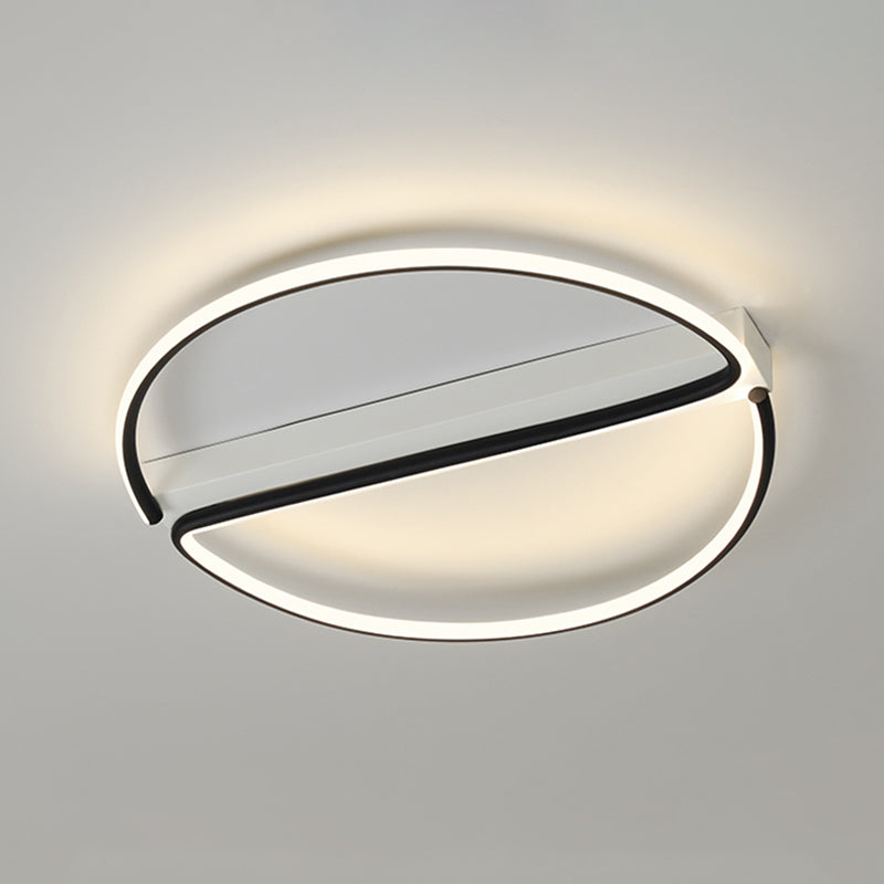 Round Shade Metal Flush Ceiling Light Modern Style 1 Light Flush Mount Fixture in Black