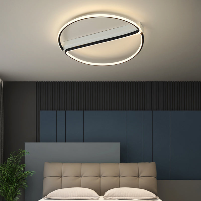 Round Shade Metal Flush Ceiling Light Modern Style 1 Light Flush Mount Fixture in Black