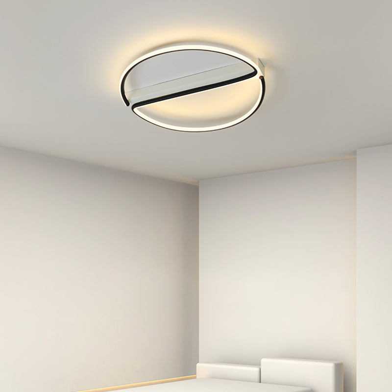 Round Shade Metal Flush Ceiling Light Modern Style 1 Light Flush Mount Fixture in Black