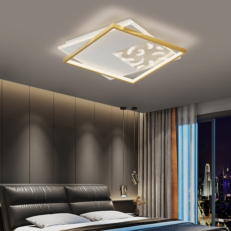 Sombra cuadrada Flush de metal Luz de techo Modern Style 2 Luces Fixure Flexure