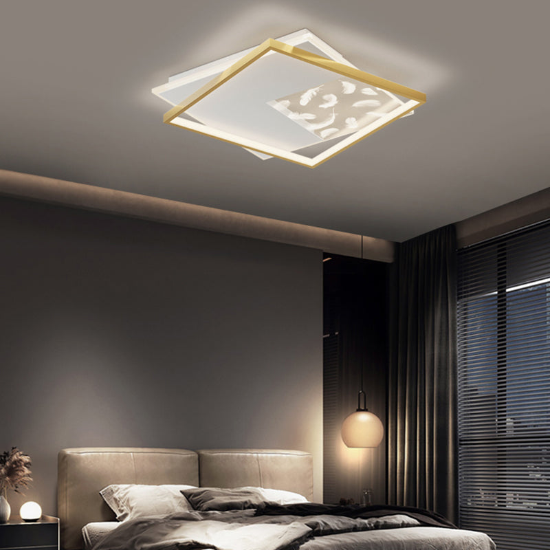 Sombra cuadrada Flush de metal Luz de techo Modern Style 2 Luces Fixure Flexure