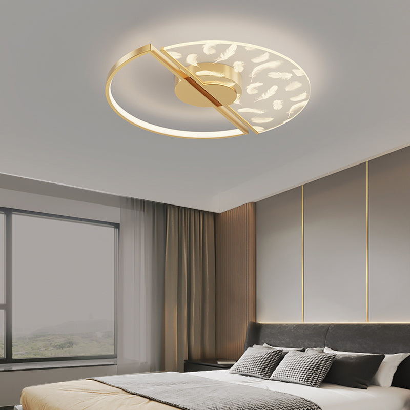 Metal Round Shade Flush Plafond Light Style moderne 2 lumières Flush Mount Fixture