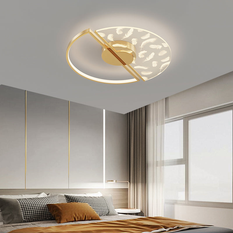 Metal Round Shade Flush Plafond Light Style moderne 2 lumières Flush Mount Fixture