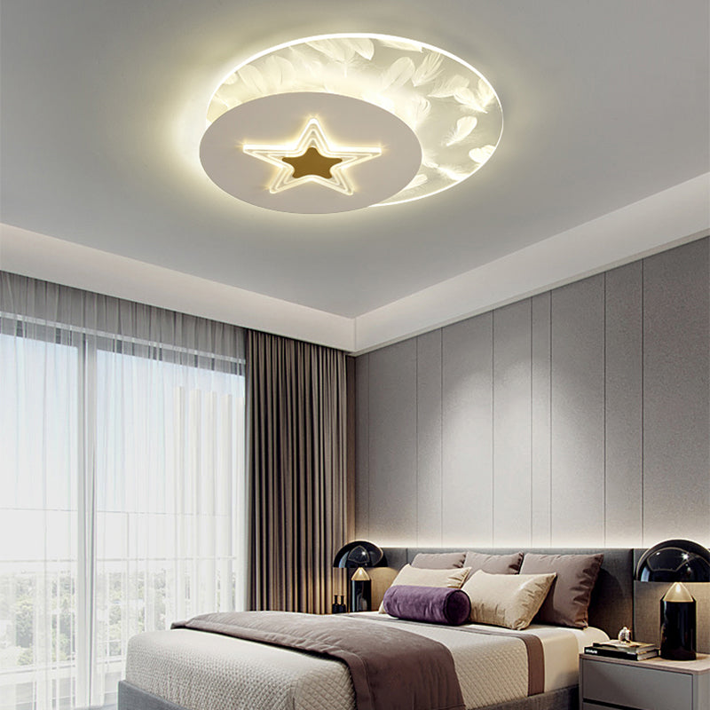 Metal Round Shade Flush Plafond Light Style moderne 2 lumières Flush Mount Fixture