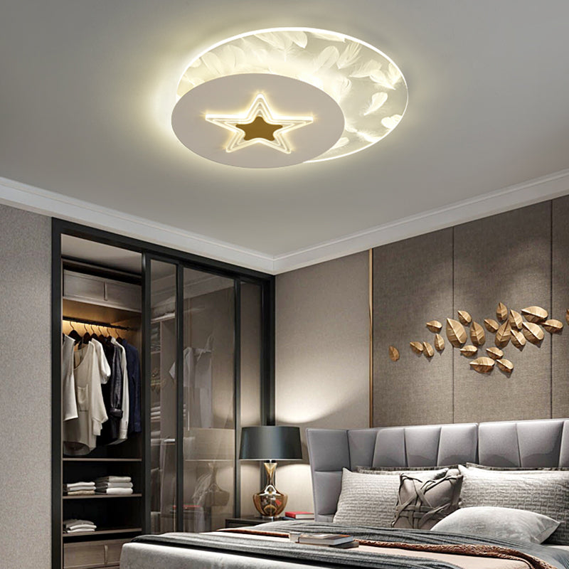 Metal Round Shade Flush Plafond Light Style moderne 2 lumières Flush Mount Fixture