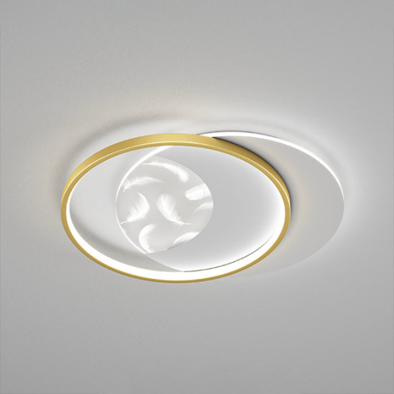 Metal Round Shade Flush Ceiling Light Modern Style 3 Lights Flush Mount Fixture