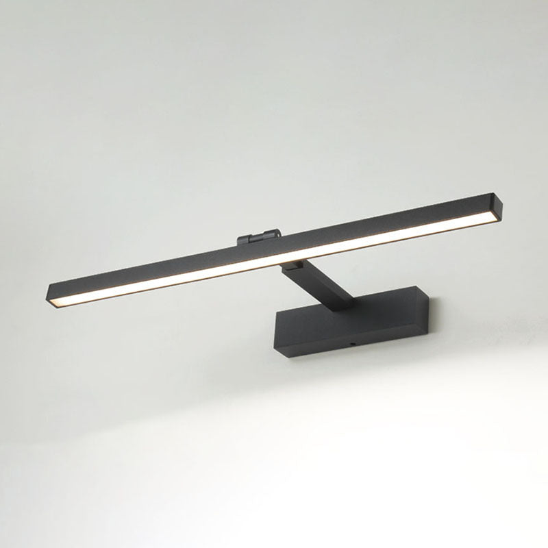 Metalen lineaire wandwandcontract Moderne stijl 1-licht zwaaitarm spiegel Wandlamp in het zwart