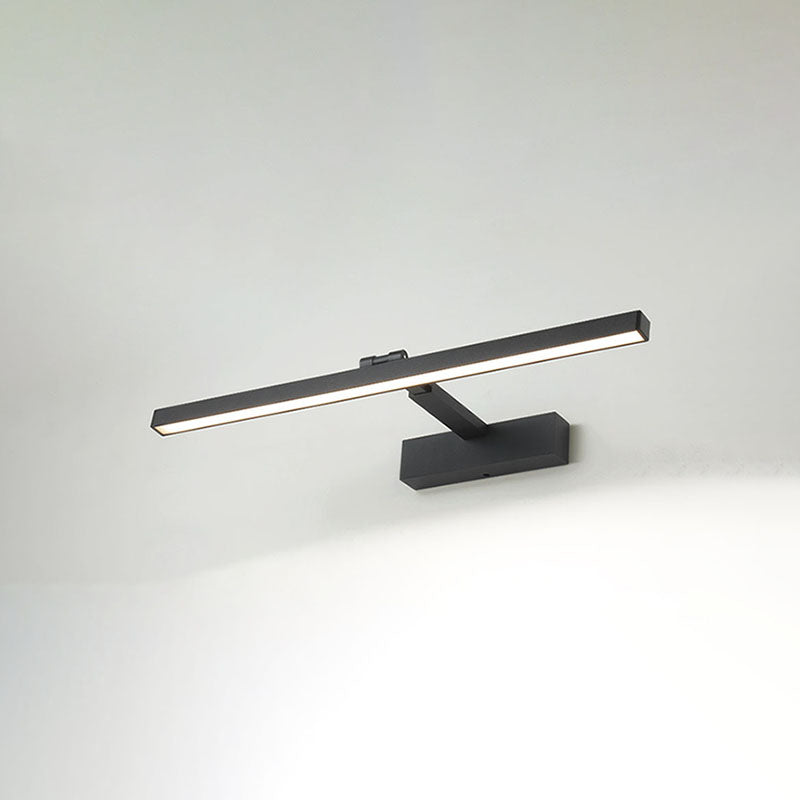 Metalen lineaire wandwandcontract Moderne stijl 1-licht zwaaitarm spiegel Wandlamp in het zwart