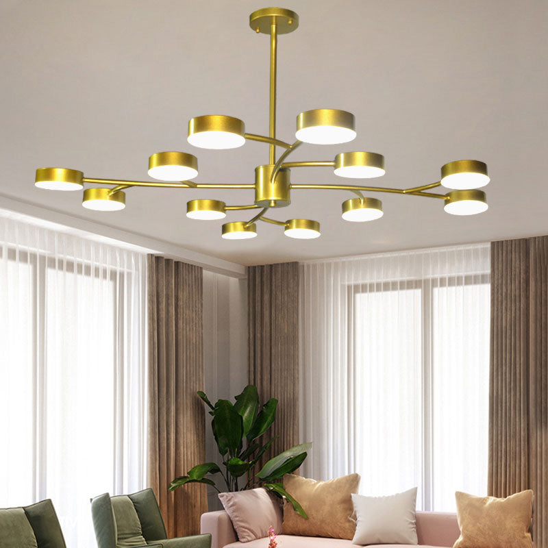 Cylinder Shape Pendant Chandeliers Contemporary Style Metal Hanging Light Fixtures