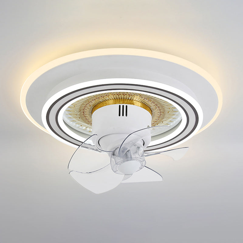 Nordic Round Fan Lamp Metal Bedroom LED Semi Flush Light with Swirlable Head