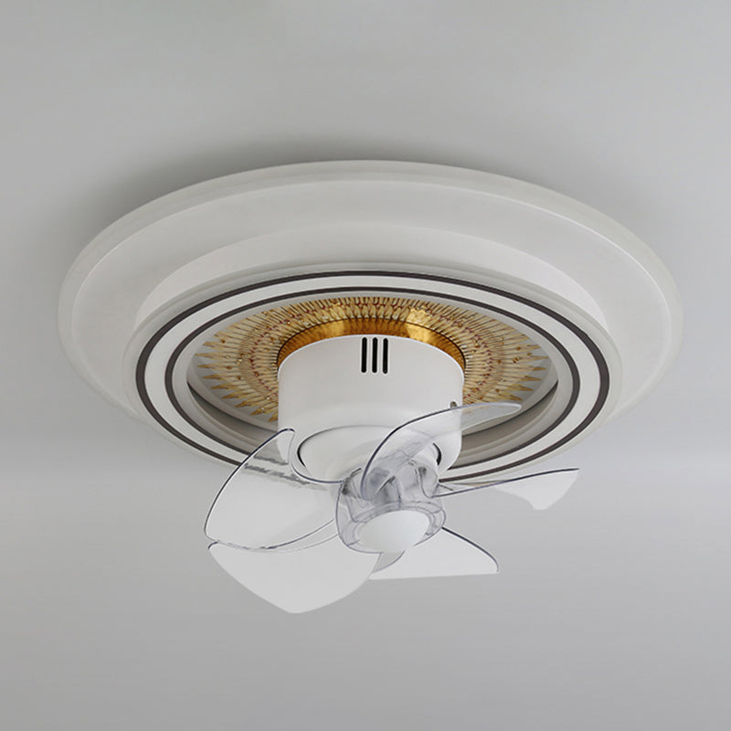 Nordic Round Fan Lamp Metal Bedroom LED Semi Flush Light with Swirlable Head