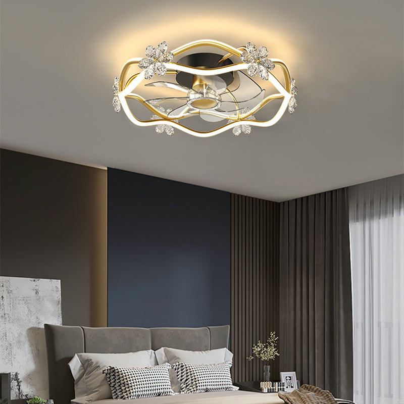 Geometry Ceiling Fan Lights Kids Style Metal LED Flush Lights for Bedroom