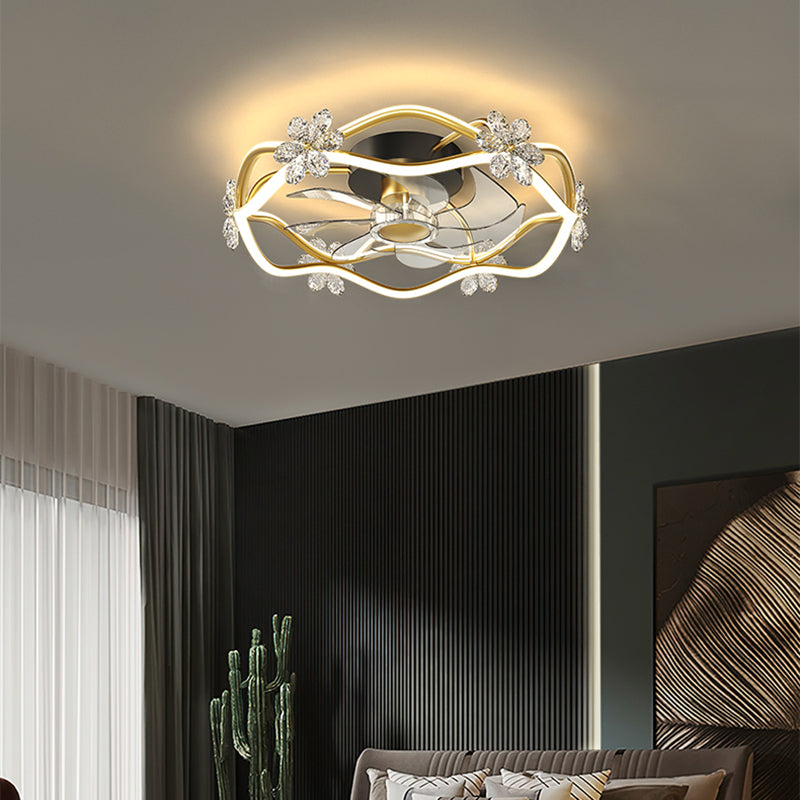 Geometry Ceiling Fan Lights Kids Style Metal LED Flush Lights for Bedroom