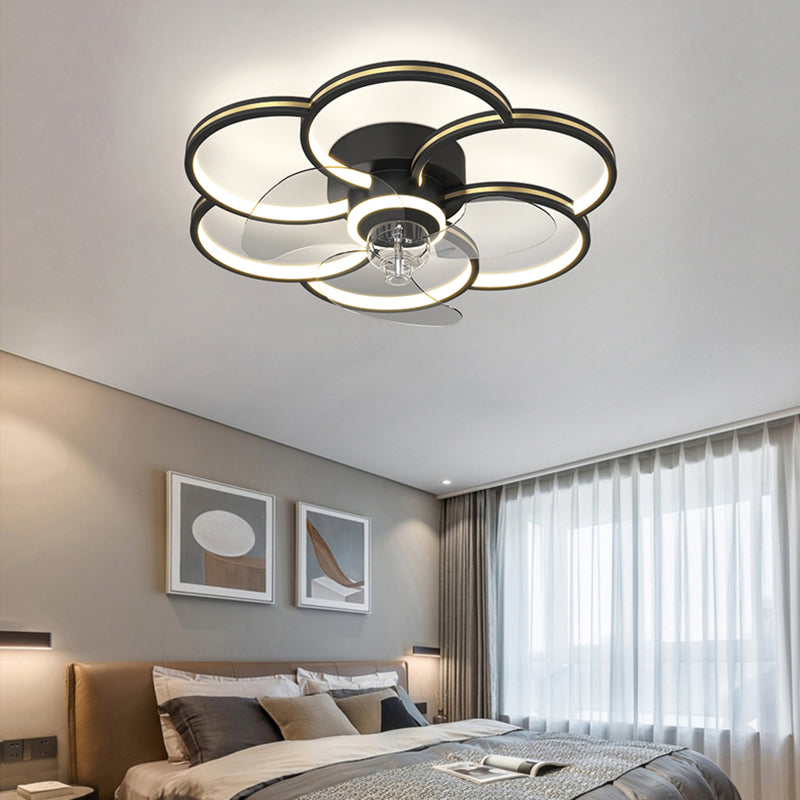 Geometry Ceiling Fan Lights Kids Style Metal LED Flush Lights for Bedroom