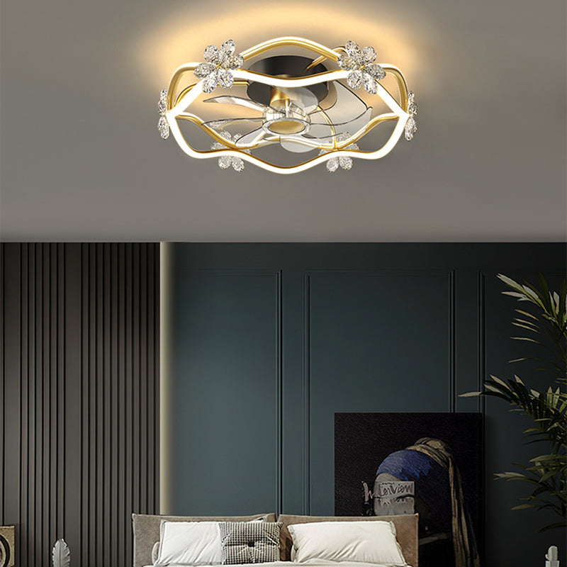 Geometry Ceiling Fan Lights Kids Style Metal LED Flush Lights for Bedroom