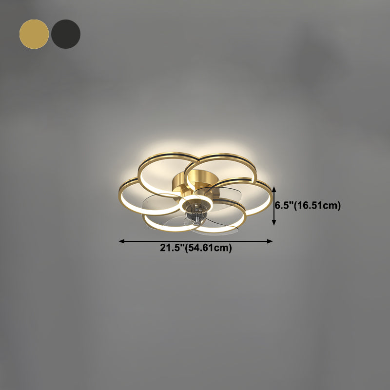 Geometry Ceiling Fan Lights Kids Style Metal LED Flush Lights for Bedroom