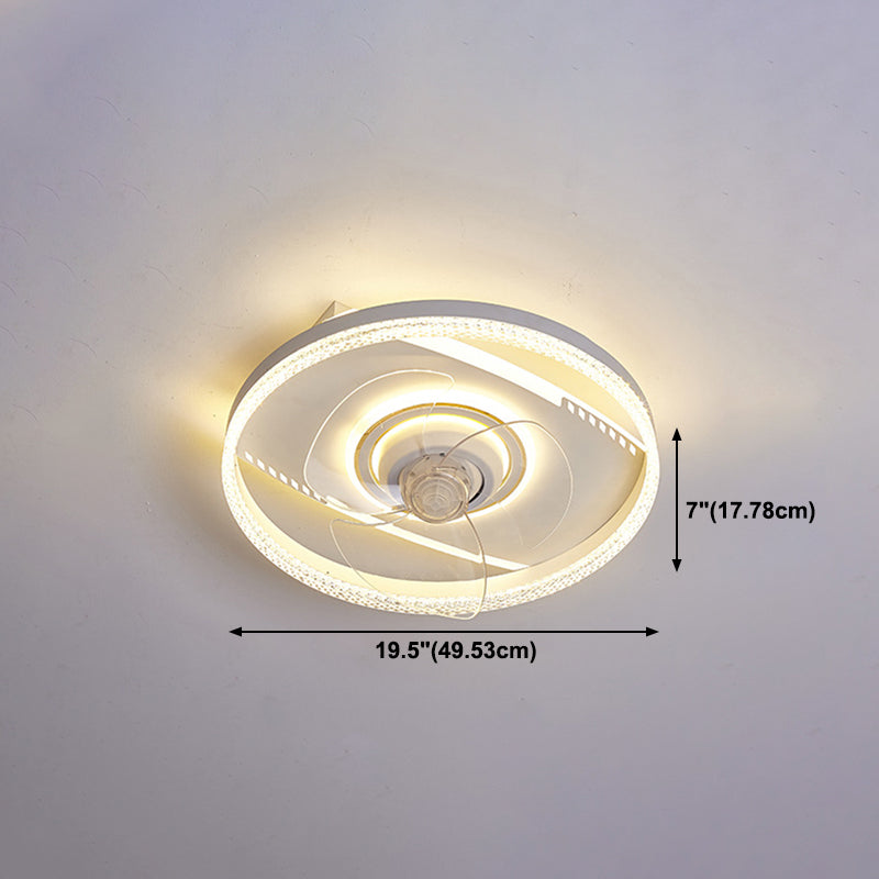 Ventilador de techo redondo blanco 360 grados Rotación Rotable Minimalista Semi Flush Montaje Luz