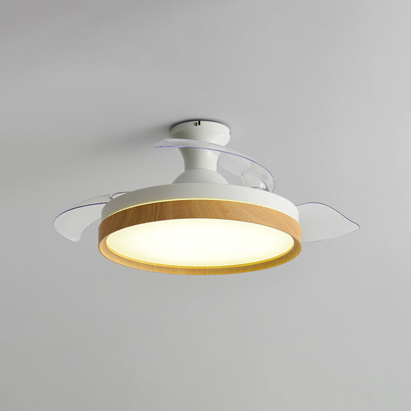Luz de ventilador de conversión de frecuencia de 42 pulgadas Lámpara de madera nórdica lámpara de montaje de semi rascilla LED