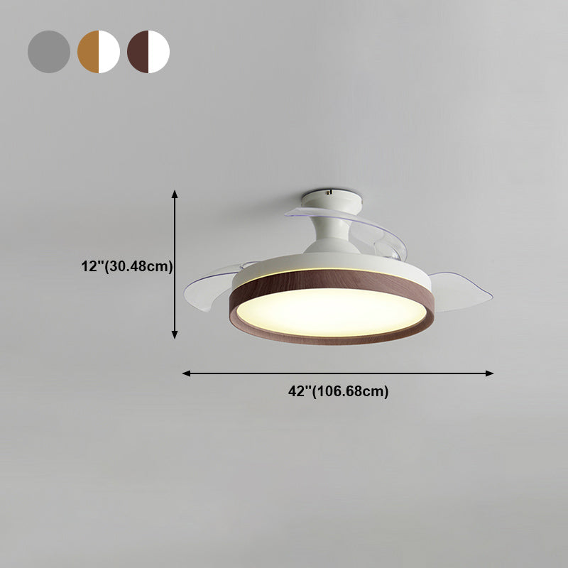 Luz de ventilador de conversión de frecuencia de 42 pulgadas Lámpara de madera nórdica lámpara de montaje de semi rascilla LED