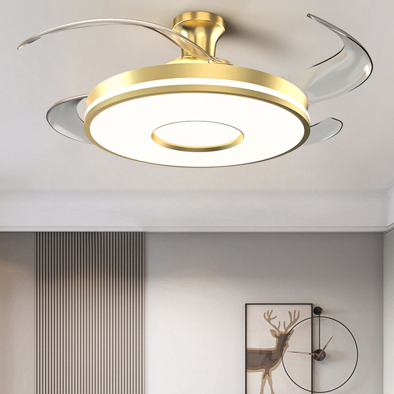 Simplicity Circular Ceiling Fan Lamp Frequency Conversion Semi Flush Mount LED Light