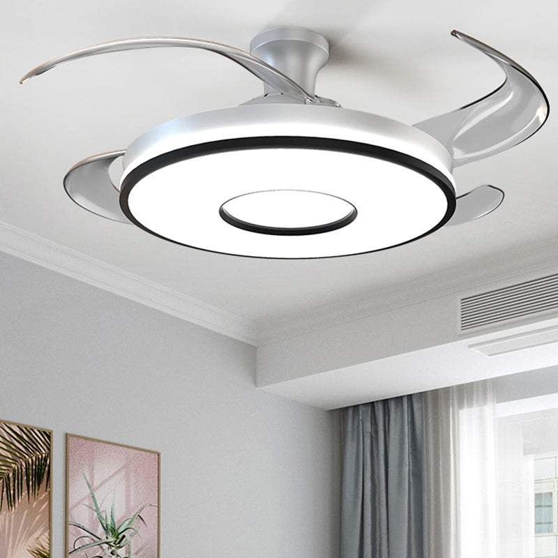 Simplicity Circular Ceiling Fan Lamp Frequency Conversion Semi Flush Mount LED Light