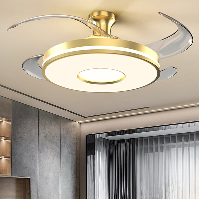 Simplicity Circular Ceiling Fan Lamp Frequency Conversion Semi Flush Mount LED Light