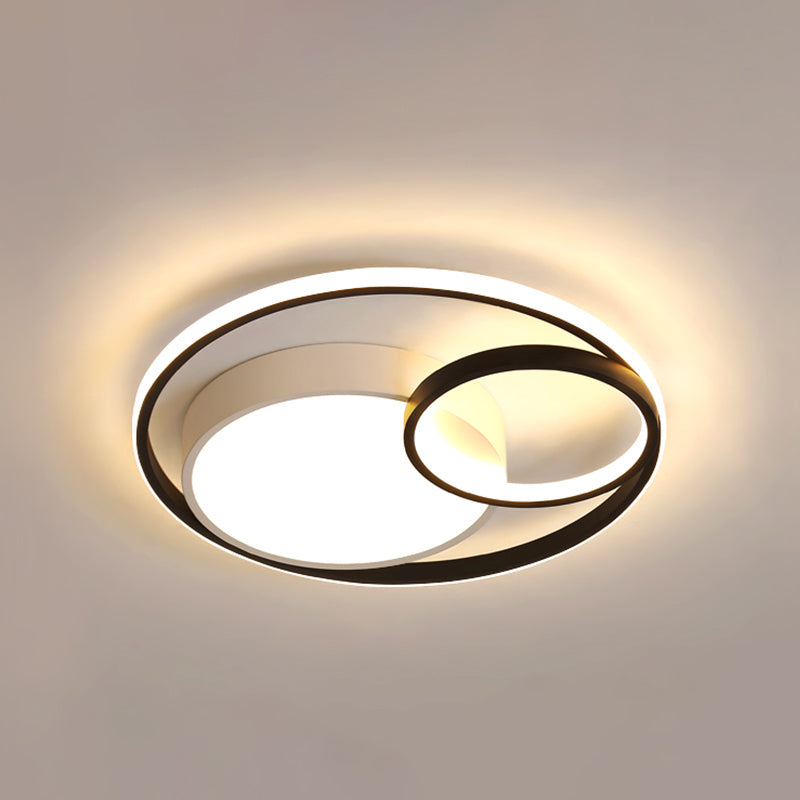 Metal Round Shade Flush Ceiling Light Modern Style 3 Lights Flush Mount Fixture