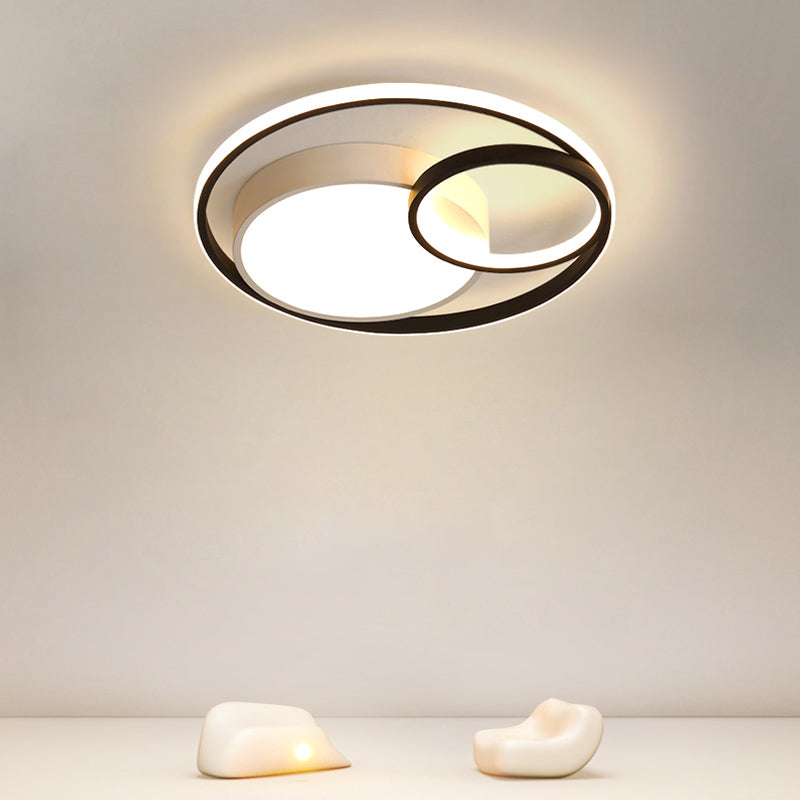 Metal Round Shade Flush Ceiling Light Modern Style 3 Lights Flush Mount Fixture