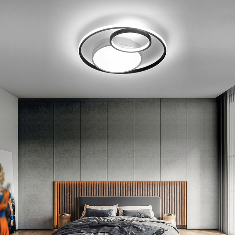 Metal Round Shade Flush Plafond Light Style moderne 3 LUMIÈRES ALIMENT