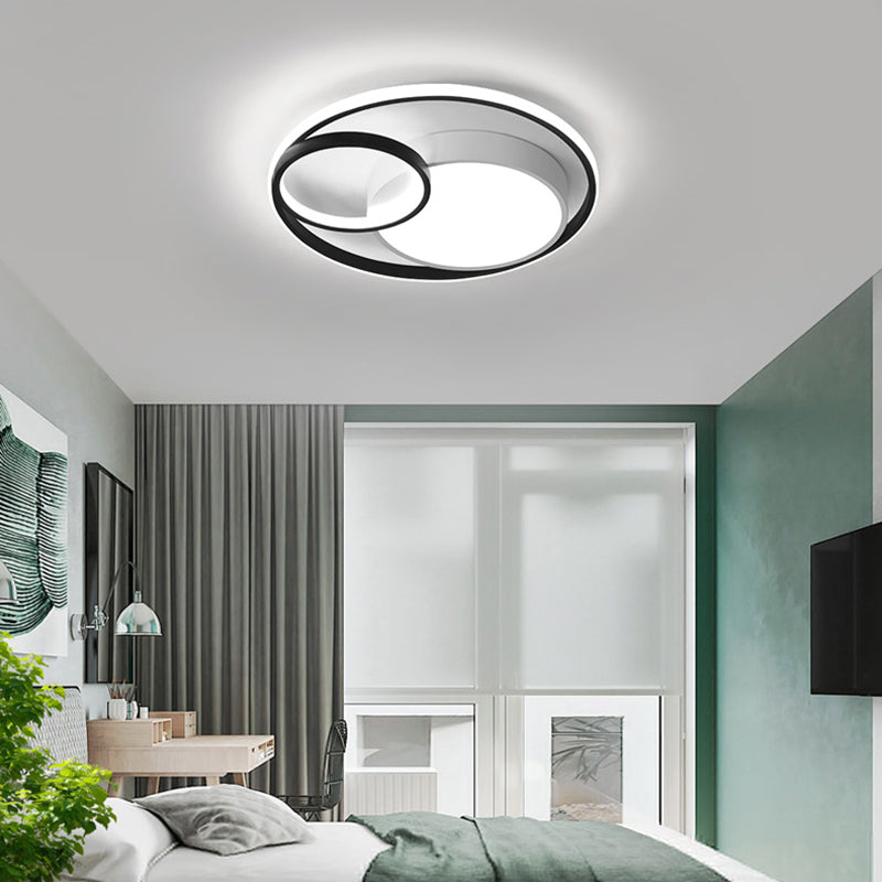 Metal Round Shade Flush Plafond Light Style moderne 3 LUMIÈRES ALIMENT