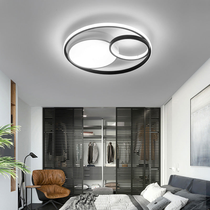 Metal Round Shade Flush Ceiling Light Modern Style 3 Lights Flush Mount Fixture