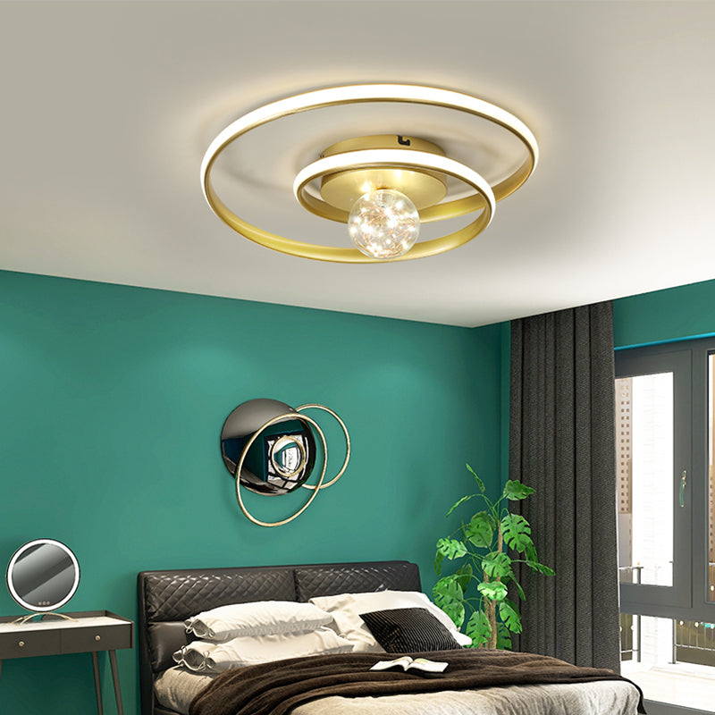 Geometric LED Flush Mount Light with Silica Gel Shade 2 Lights Modern Ceiling Lamp