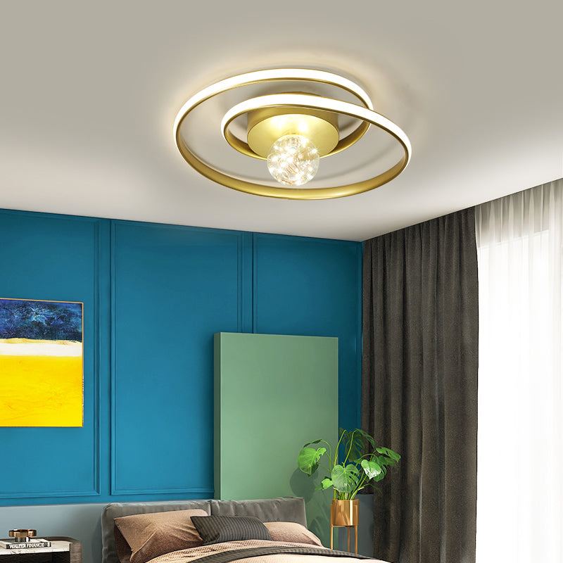 Geometric LED Flush Mount Light with Silica Gel Shade 2 Lights Modern Ceiling Lamp